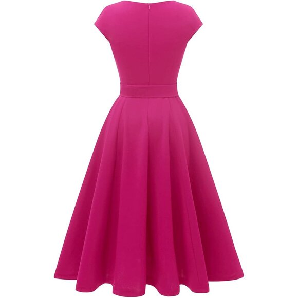 Dresstells Women's Rose Modest Vintage Cocktail Formal Party Evening Dresses - Picture 3 of 7